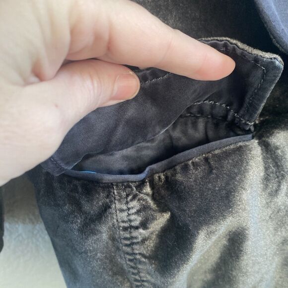 Abercrombie & Fitch Blazer Womens Medium Gray Blue Velvet Velour Cropped Jacket - Picture 5 of 15